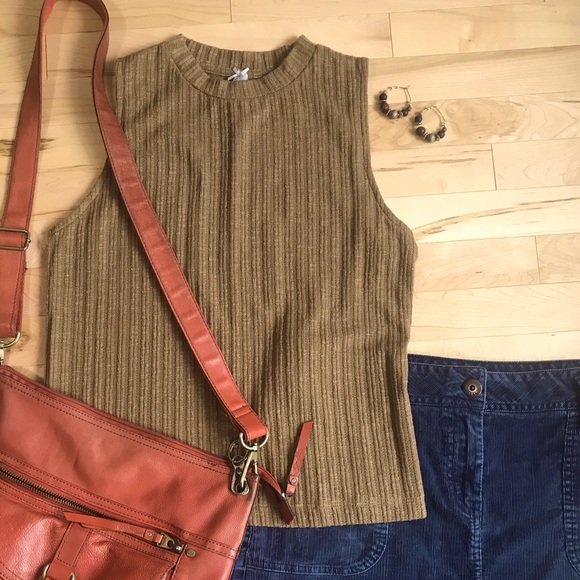 Jo & Co women's large sleeveless tank crewneck ribbed knit tan - Picture 1 of 4